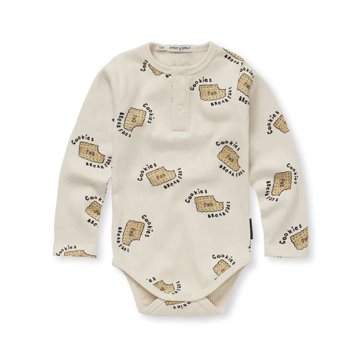 Sproet & Sprout - Grandad Romper Cookies Print - Brown